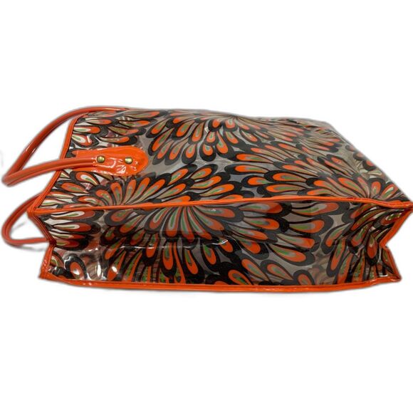 VTG 60s Plastic Reusable Beach Shopping Tote Bag Clear Flower Graphic - Picture 6 of 9